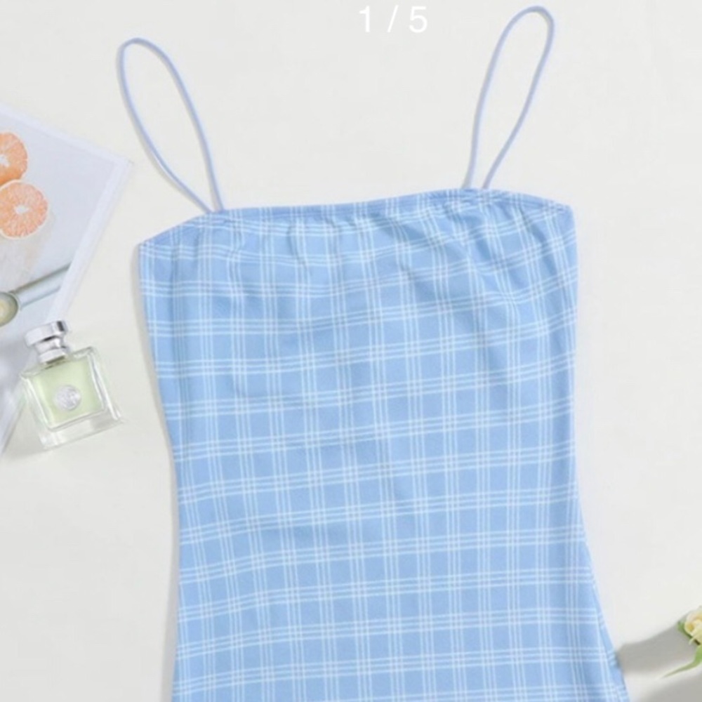 SHEIN Plaid Print Cami Bodycon Dress
